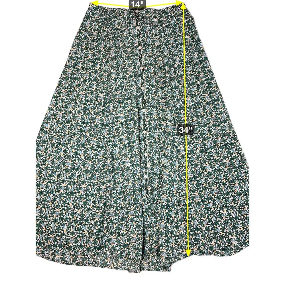 NWT Max Studio Multicolor Floral Midi A-Line Skirt Womens Size Small S Button Up